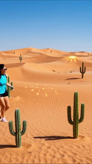 Солнечные дни в пустыне: красота кактусов #пустыня #природа #какруть