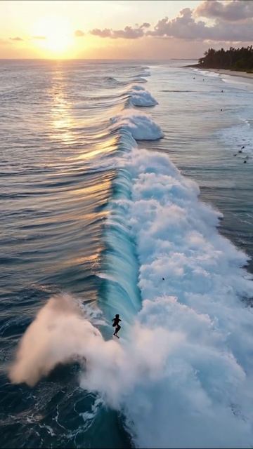 Серфинг на закате: волны и приключения #серфинг #океан #закат