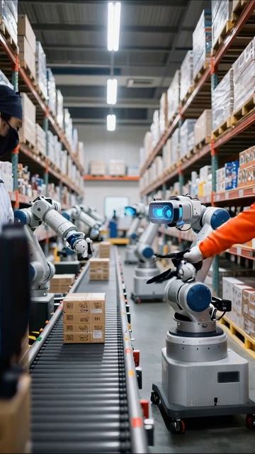 Будущее складов: роботы в действии #роботы #технологии #склады