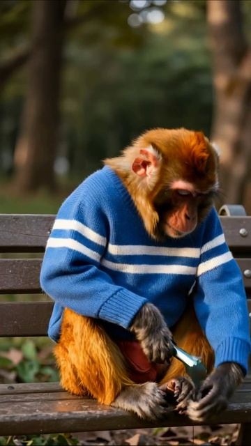 Умный мартышка в свитере #животные #мартышка #приключения