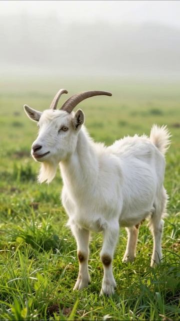 Очаровательная коза на зелёном лугу #коза #природа #животные