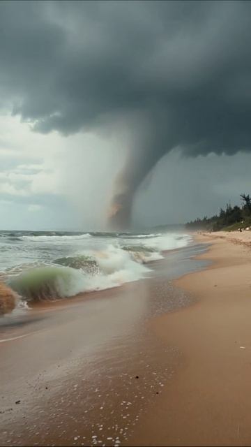 Ураган на побережье: природа в действии #ураган #природа #дождь