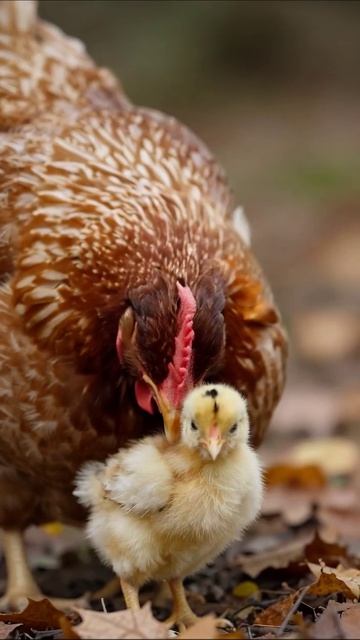 Мама курица и ее птенец #курица #птенец #животные