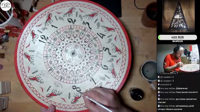 Творческий стрим. Не лепка. Мезенская роспись. Часы. Продолжение #ДС_керамист #DSceramist