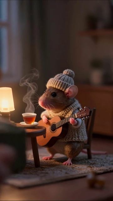 Уютный вечер с мышкой-гитаристом #мыши #музыка #уют