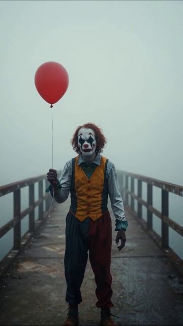 Ужасный клоун в тумане #ужасы #клоун #мистика