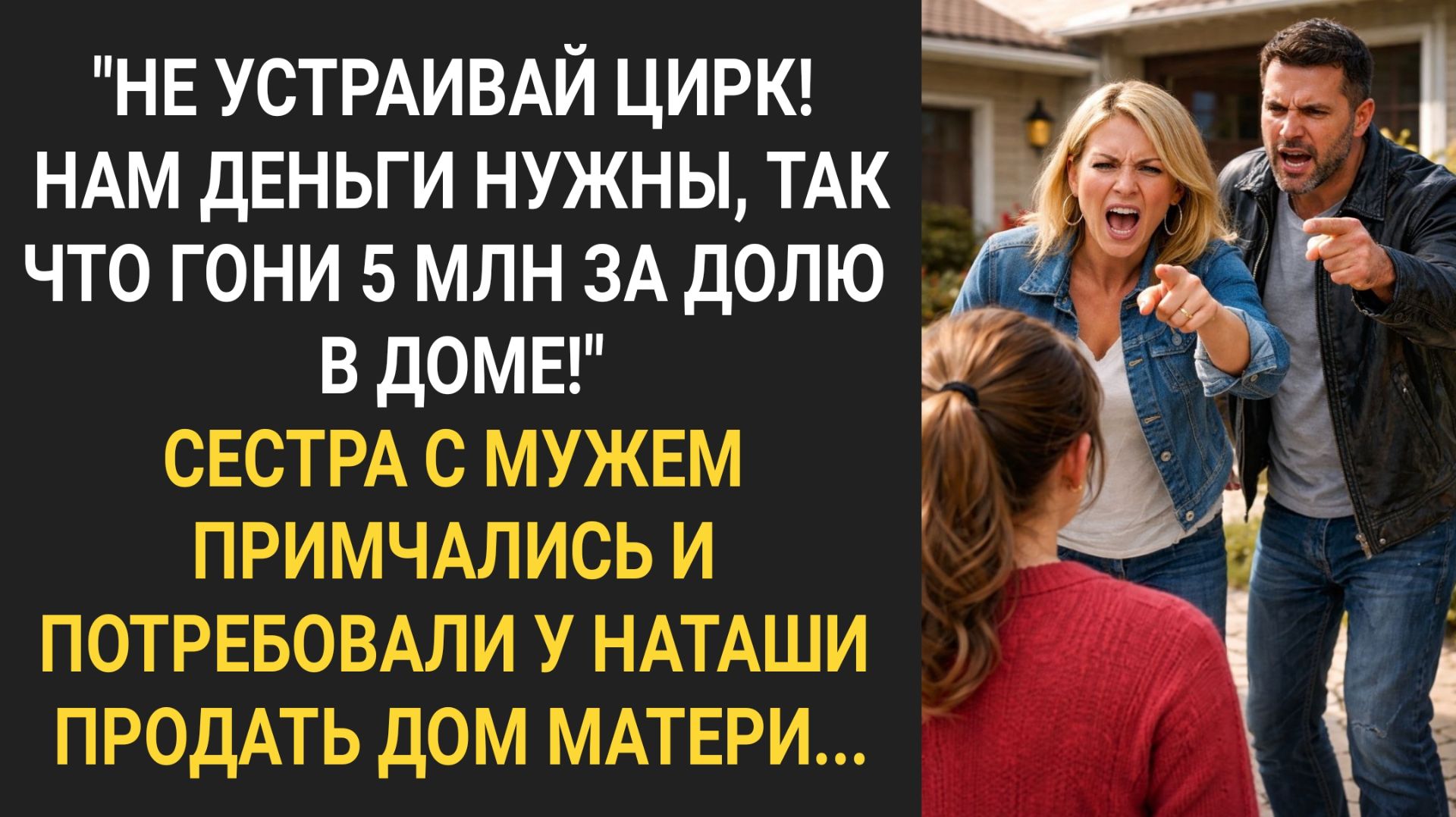 Не устраивай цирк! Нам деньги нужны, так что гони 5 млн за долю в доме!