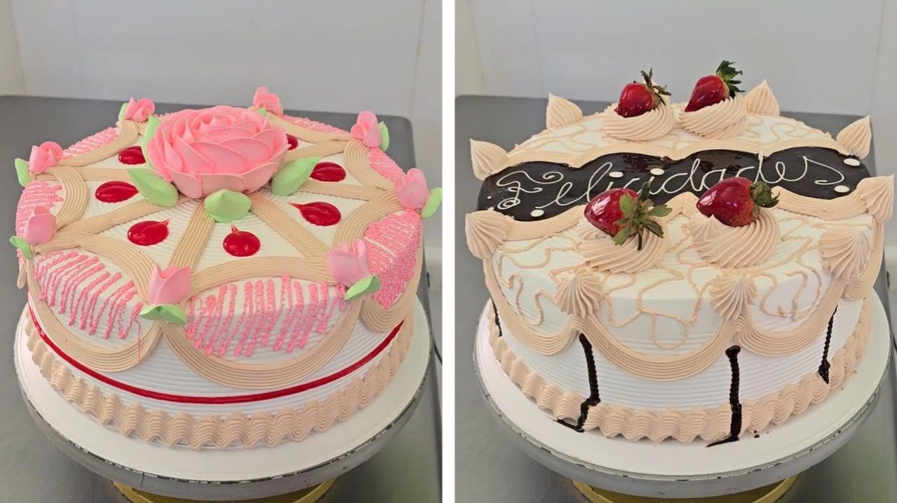 Торты, украшенные розами из сливочного крема, простые и красивые