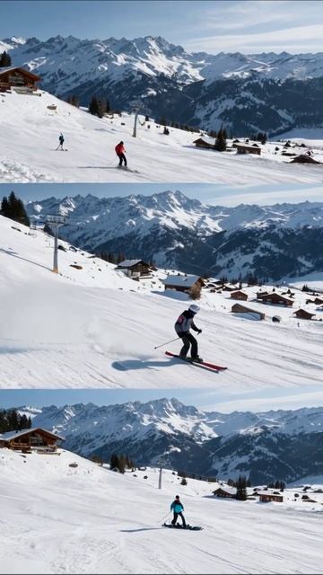 Катание на лыжах в Альпах: зимние приключения #лыжи #зима #альпы