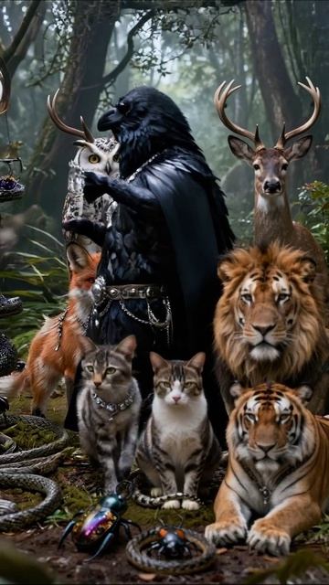 Друзья леса: волшебный мир животных #животные #фантазия #природа