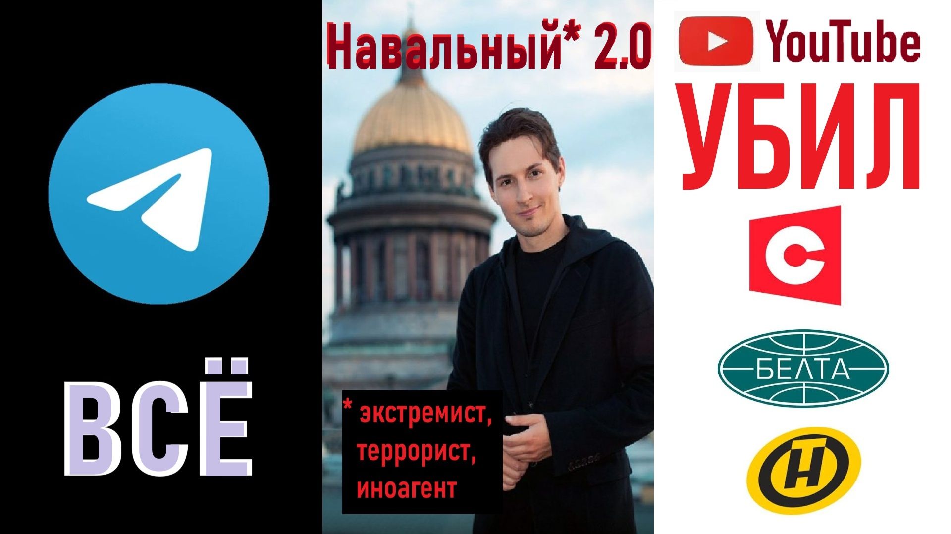 Telegram – ВСЁ! Павел Дуров – Навальный* 2.0! YouTube в Белоруссии – ВСЁ??? Лента новостей