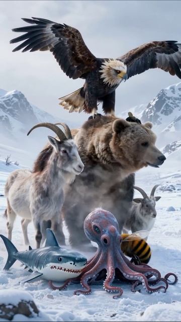 Дикие животные в зимнем лесу: дружба и выживание #животные #природа #документалка