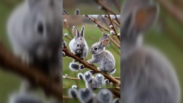 🐇С Вербным Воскресеньем! 🐇 Вербные зайчики. #ai #cute #rabbit #зайчик #верба