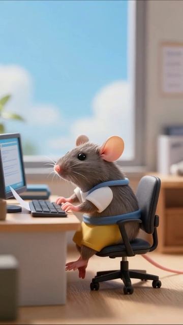 Мышка-офисный работник: забавные моменты из жизни #мышь #офис #анимация