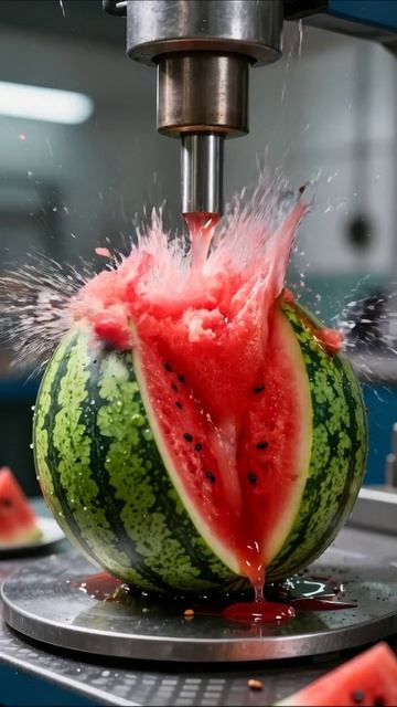 Раздавленный арбуз: сок на свободе! #арбуз #эксперимент #сок