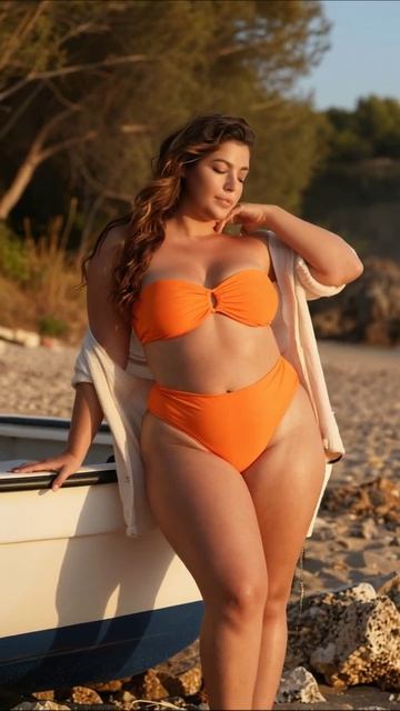 Летнее настроение: пляжные дни в оранжевом бикини #лето #путешествия #мода