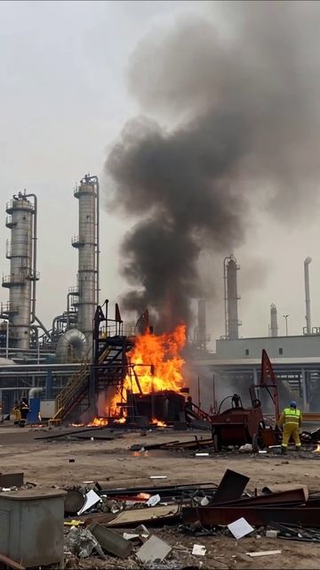 Гибель промышленности: огонь и разрушение #катастрофа #пожар #проблемы