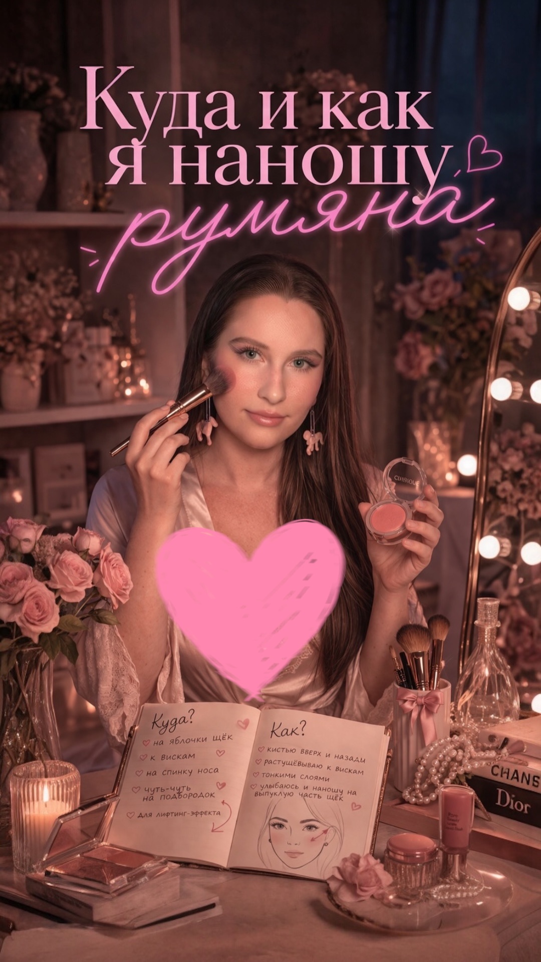 Куда и Как Я Наношу Румяна?