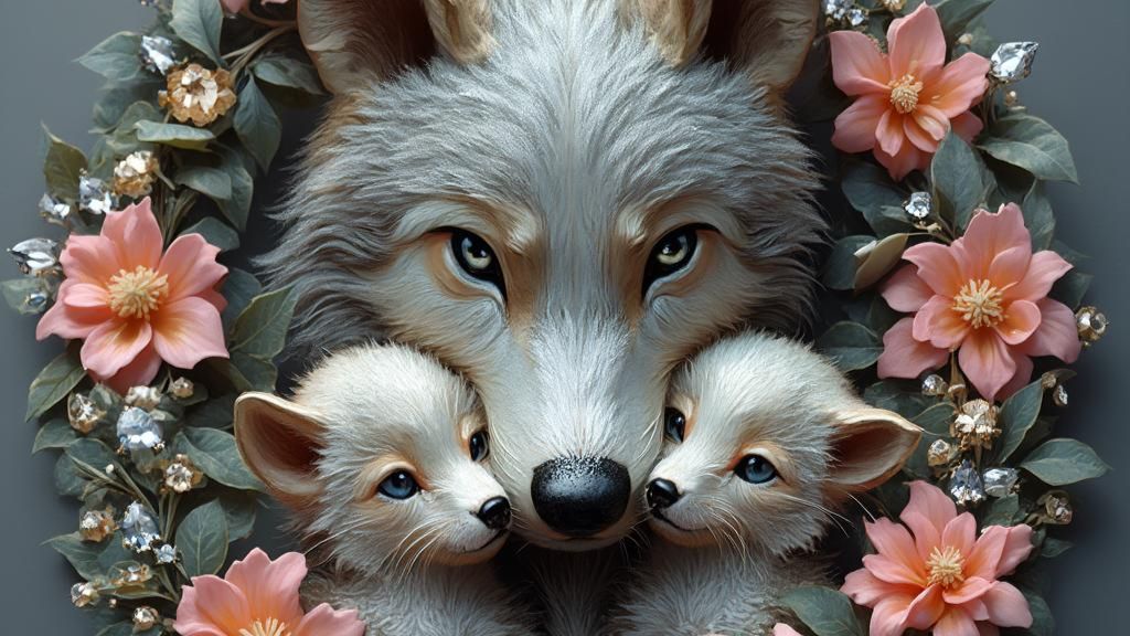 Брошь с волками