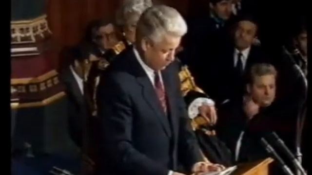 Ельцин в Англии. Выступление в парламенте. 1992 год.