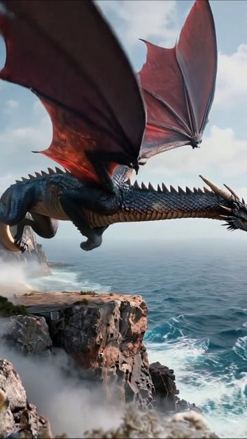 Дракон на утесе: величие и тайны #дракон #фантазия #приключения