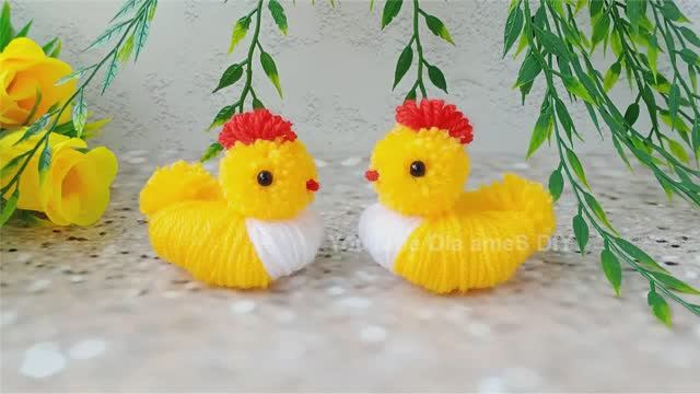 Цыплята из Пряжи! Пасхальный Декор очень просто! Подарки своими руками!