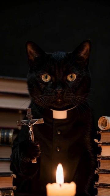 Кот-священник: магия и тайна #кот #священник #магия