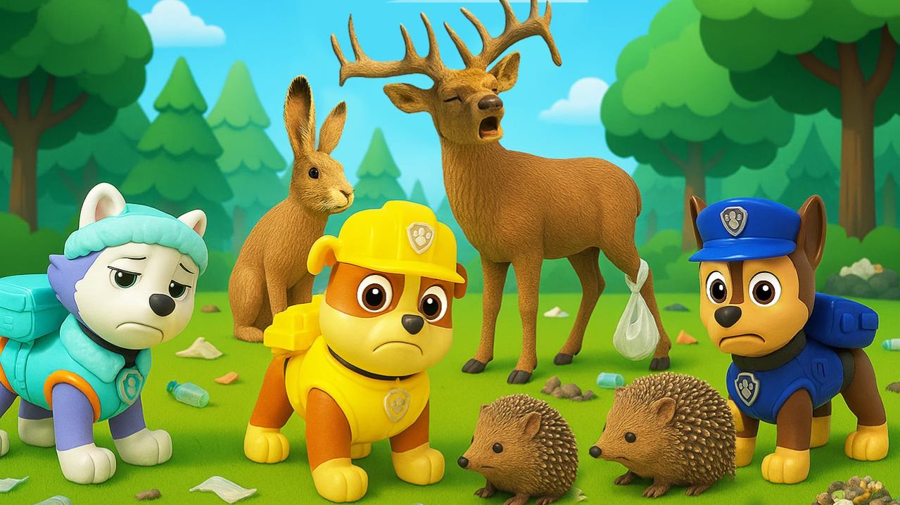 Кто это сделал?! Щенки ищут виновника лесного беспорядка