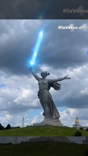 Родина-мать зовёт! Скульптура, Героям Сталинградской битвы на Мамаевом кургане в Волгограде.