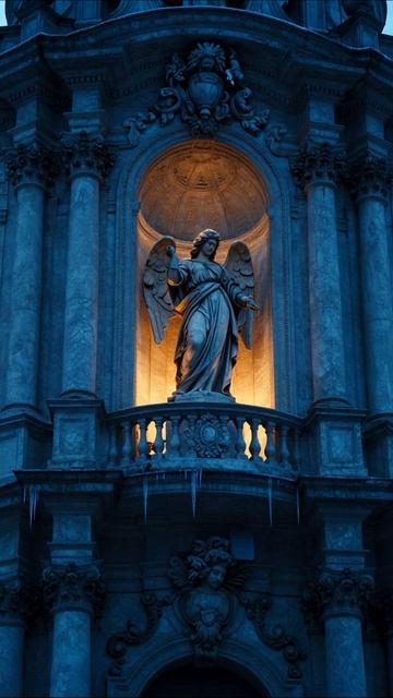 Ночной ангел: волшебство света и тени #архитектура #искусство #ночнойгород