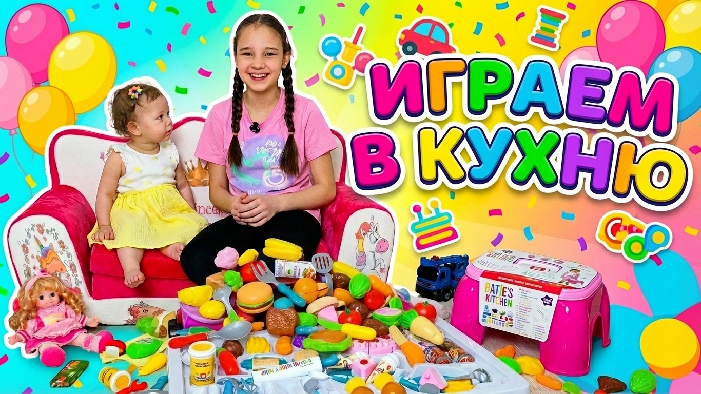 София и Лиза играют в кухню.