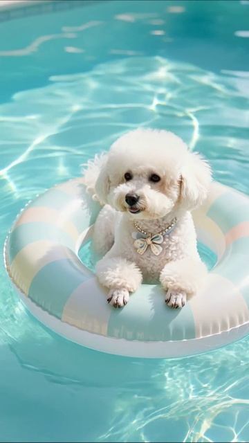 забавная собака на надувном круге #собака #плавание #вода