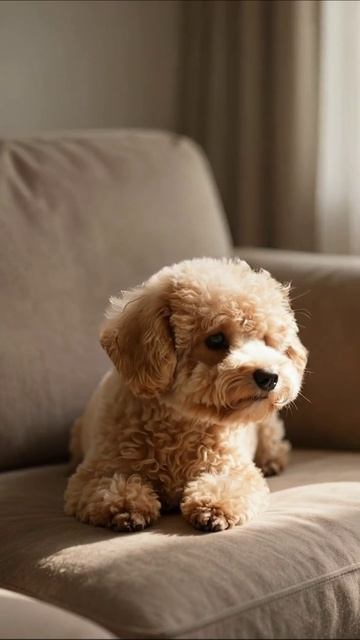 Милый пудель на диване #собака #пудель #домашнийпитомец