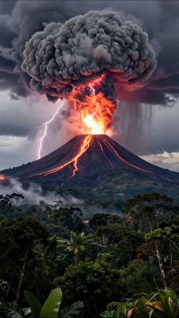 Извержение вулкана: мощь природы #вулкан #природа #извержение