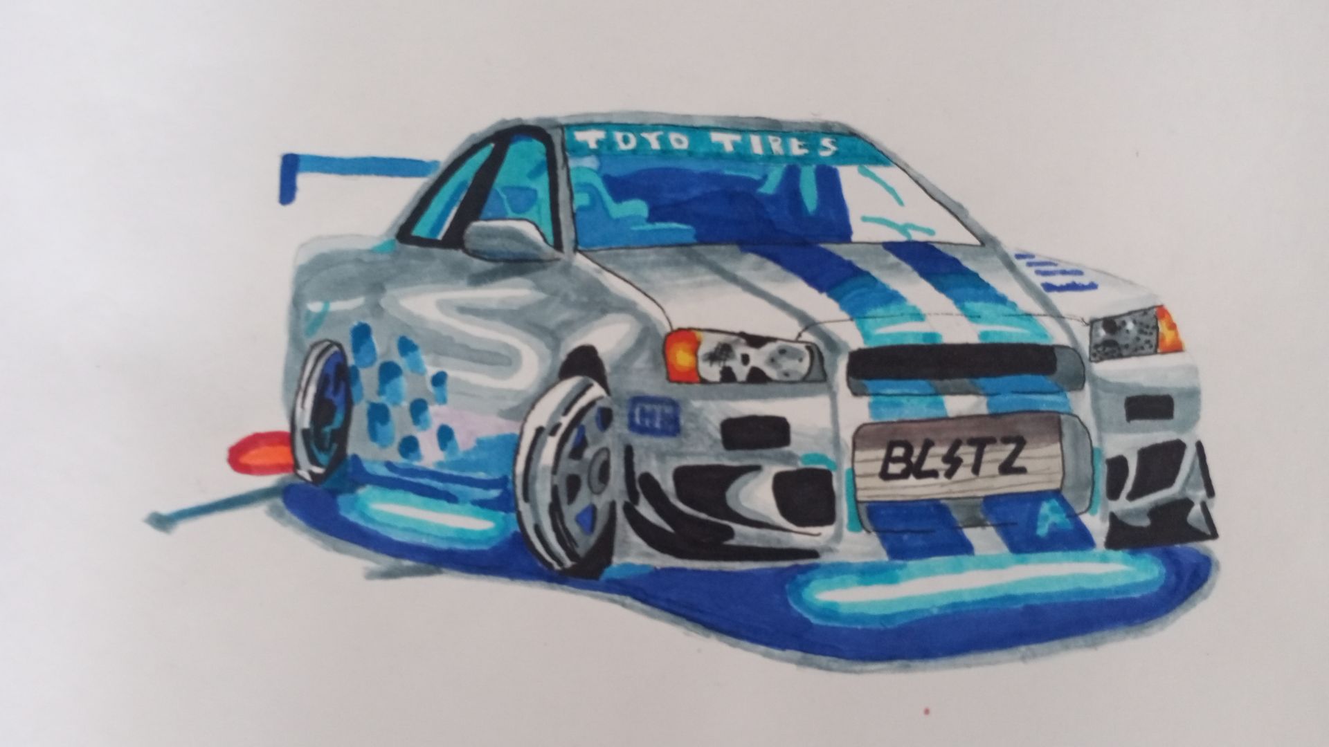 Как нарисовать Nissan Skyline R34  из форсажа? Мастер класс