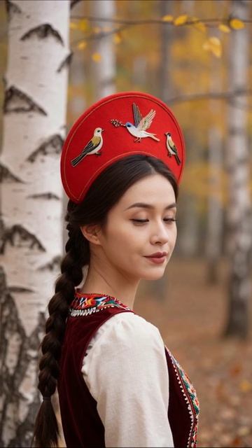 Красивая девушка в русском национальном костюме #русскаякультура #национальныйкостюм #осень