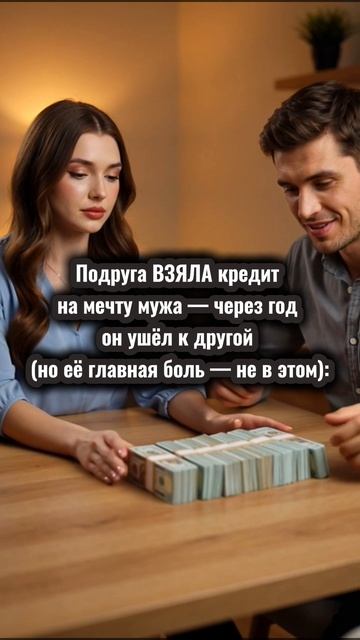 Подруга ВЗЯЛА кредит на мечту мужа — через год он ушёл к другой (но её главная боль — не в этом):