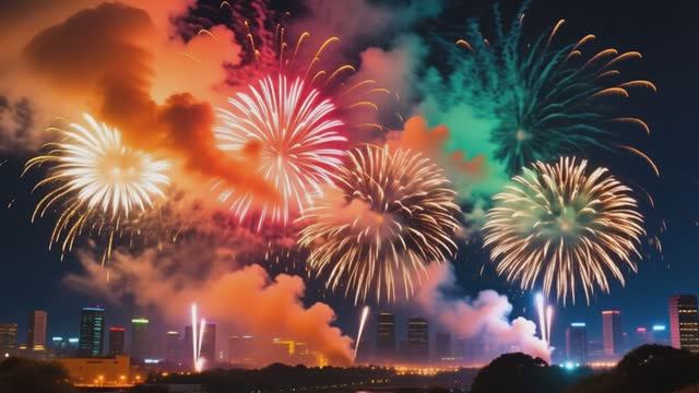 Яркие фейерверки над городом! Взрывы цвета в ночи. 🎆✨