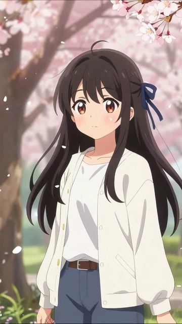 Весеннее очарование: прогулка под сакурой #аниме #весна #красота