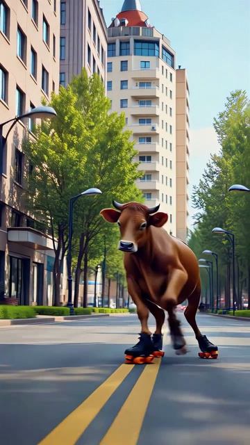 Корова на роликах