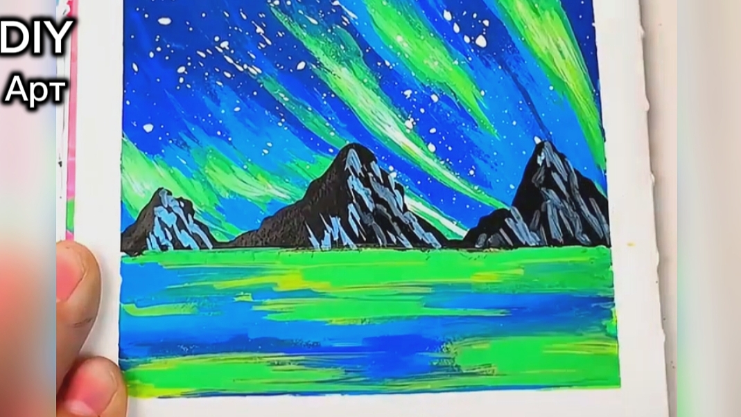 Вот как нарисовать северное сияние фломастерами. DIY Арт