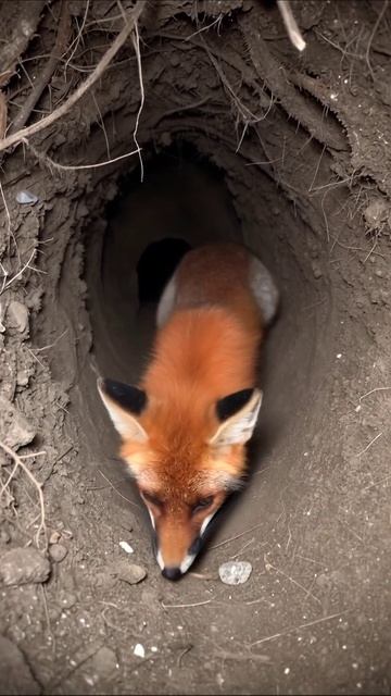 Лиса в своём логове: тайны подземного мира #лис #природа #дикиеживотные