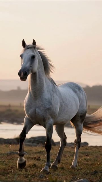 Величественная лошадь на закате #лошади #природа #закат