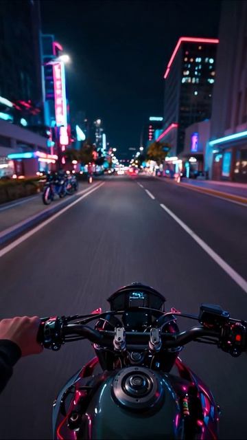 Ночной заезд по Iluminated улицам #мотоцикл #ночнойгород #адреналин