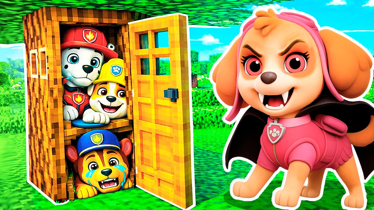 ПРЯЧУСЬ в СЕКРЕТНОЙ БАЗЕ в ДЕРЕВЕ с ЩЕНЯЧИЙ ПАТРУЛЬ от СКАЙ ВАМПИР МОНСТР в МАЙНКРАФТ