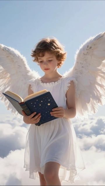 Ангел с книгой в облаках #ангел #книги #воображение
