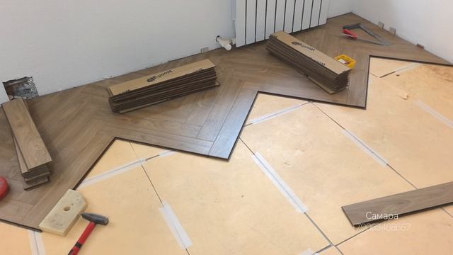 Укладка ламината WOODstyl ARROW Дуб компаунд ёлочкой.