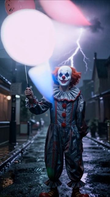Клоун в бурю: ужас на каждом шагу #клоун #ужасы #дождь