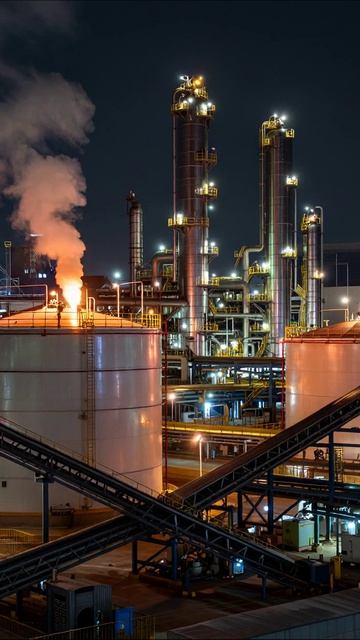 Ночной индустриальный пейзаж: завораживающие технологии #индустрия #технологии #ночноеосвещение