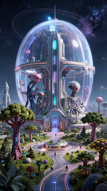 Будущее в космосе: инопланетная цивилизация #космос #инопланетяне #технологии